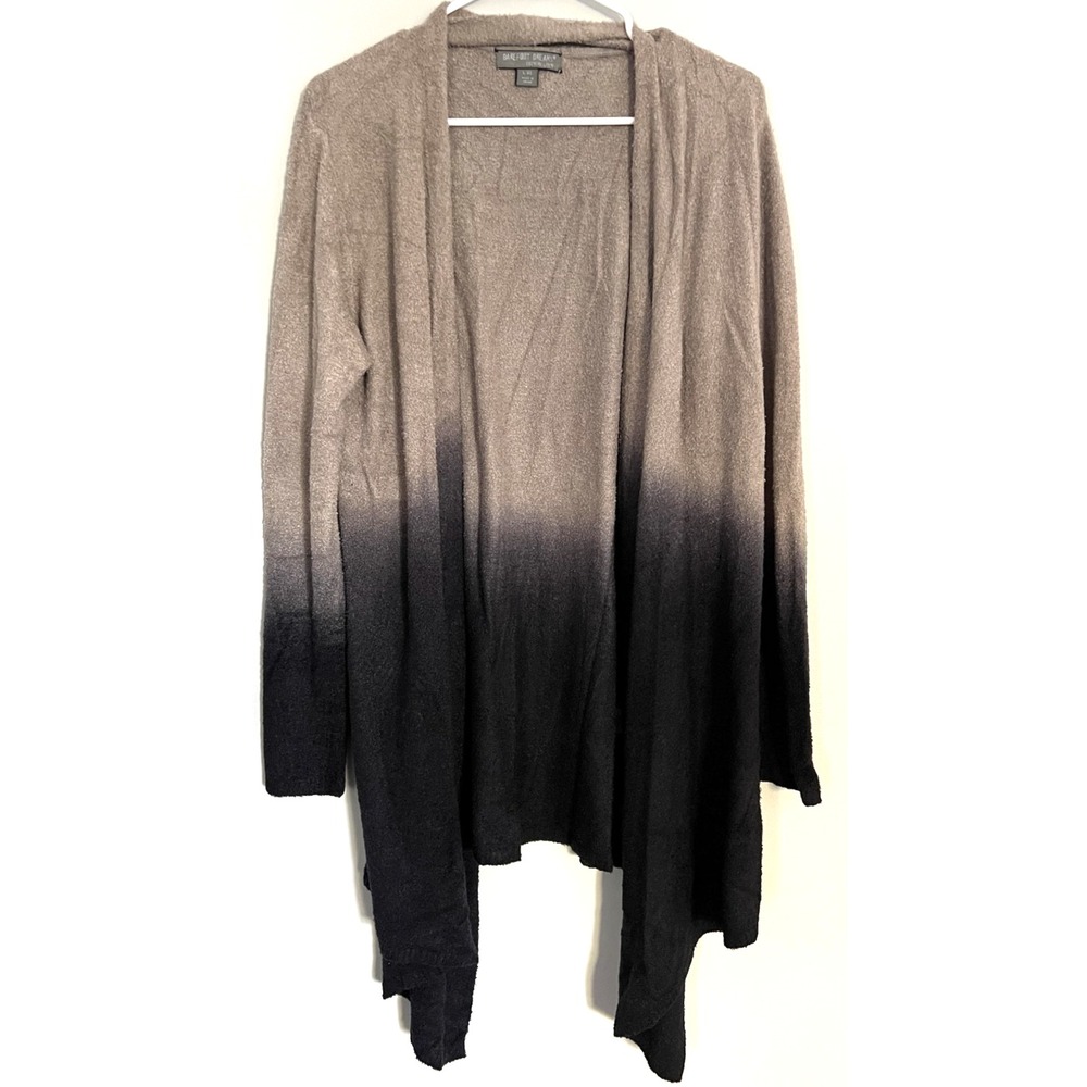Barefoot Dreams Cardigan Womens L/XL Gray Black Cozychic Lite Ombre Open‎ Front
